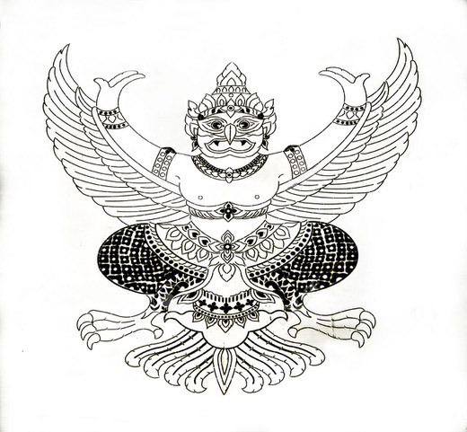 Pattern Line of garuda on white background